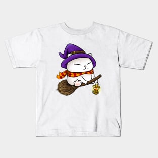 Halloween Cat Witch Kitty Kids T-Shirt